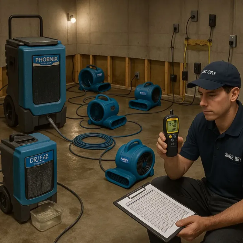 Structural Drying and Dehumidification process in Martin County, IN